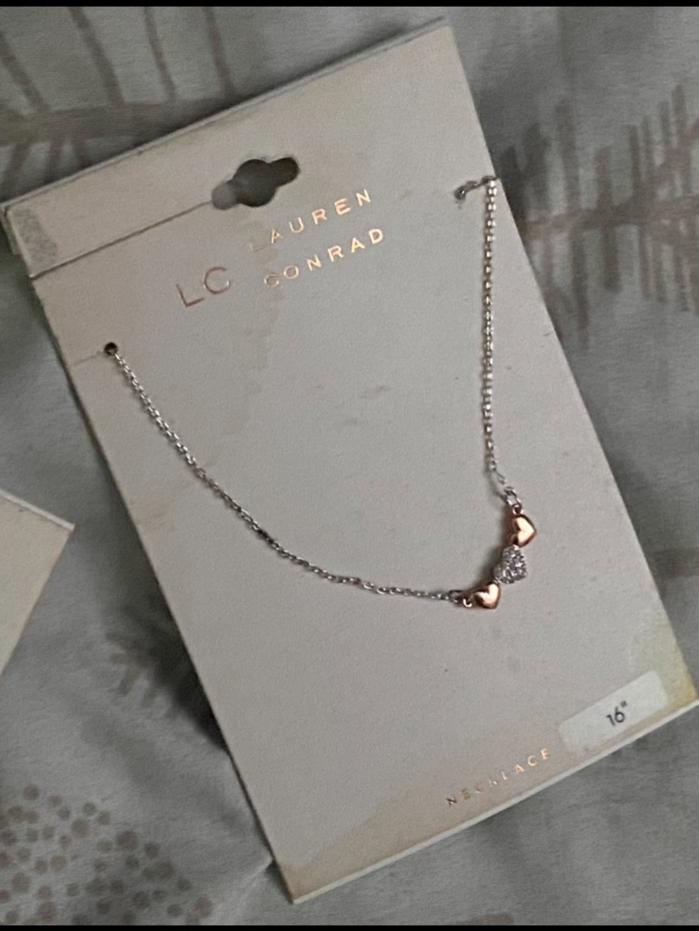 LC Lauren Conrad Two-Tone Heart Necklace in Rose Gold and Silver